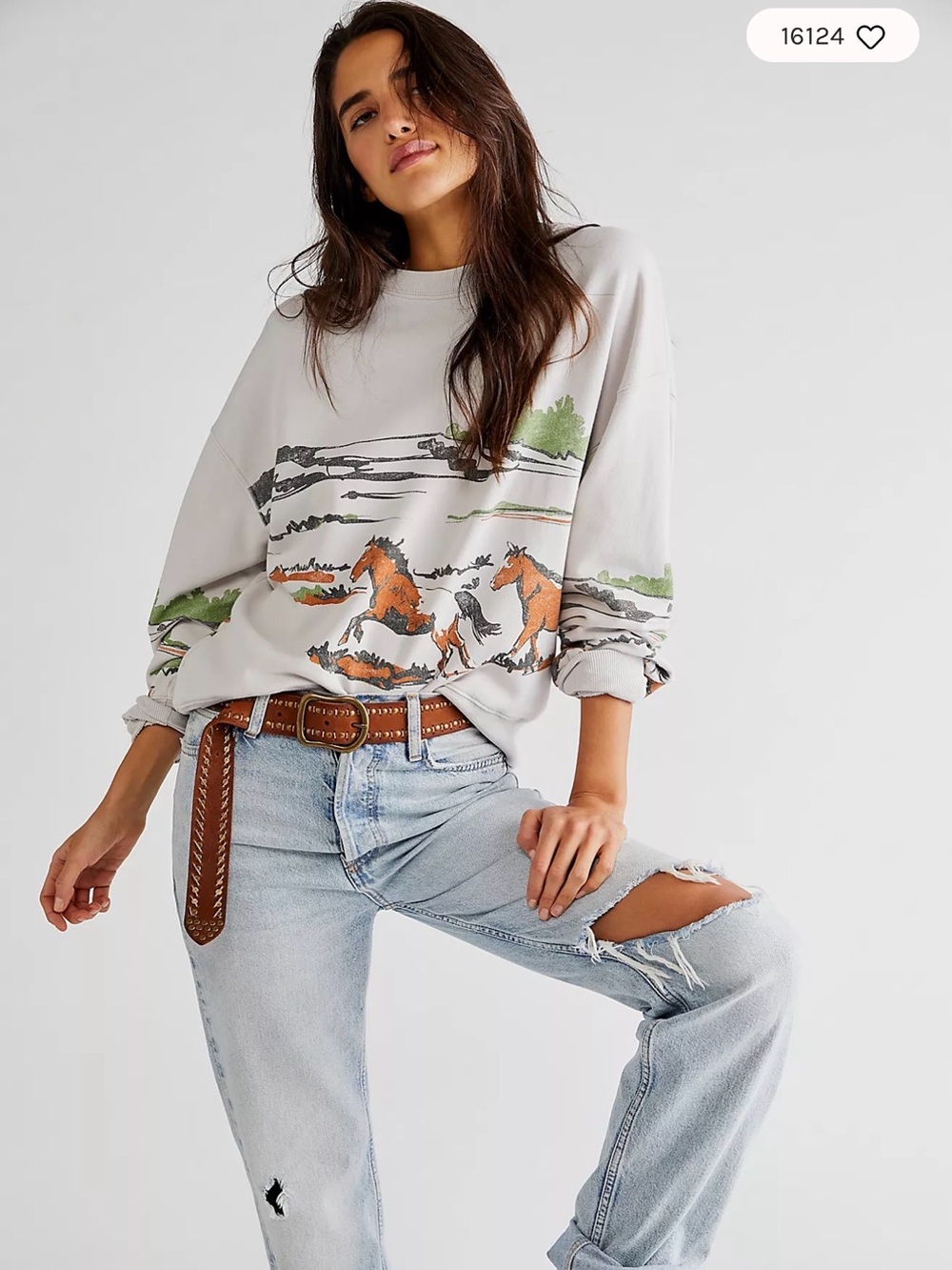 Daydreamer Running Horses Oversized crewneck in size XS
